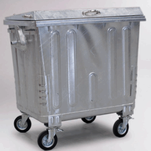 Metalen afvalcontainer 1100 liter met plat deksel