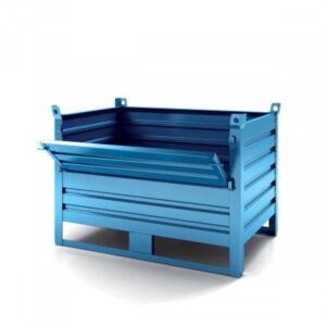 Stapelbak  met sleeplatten en metalen klep